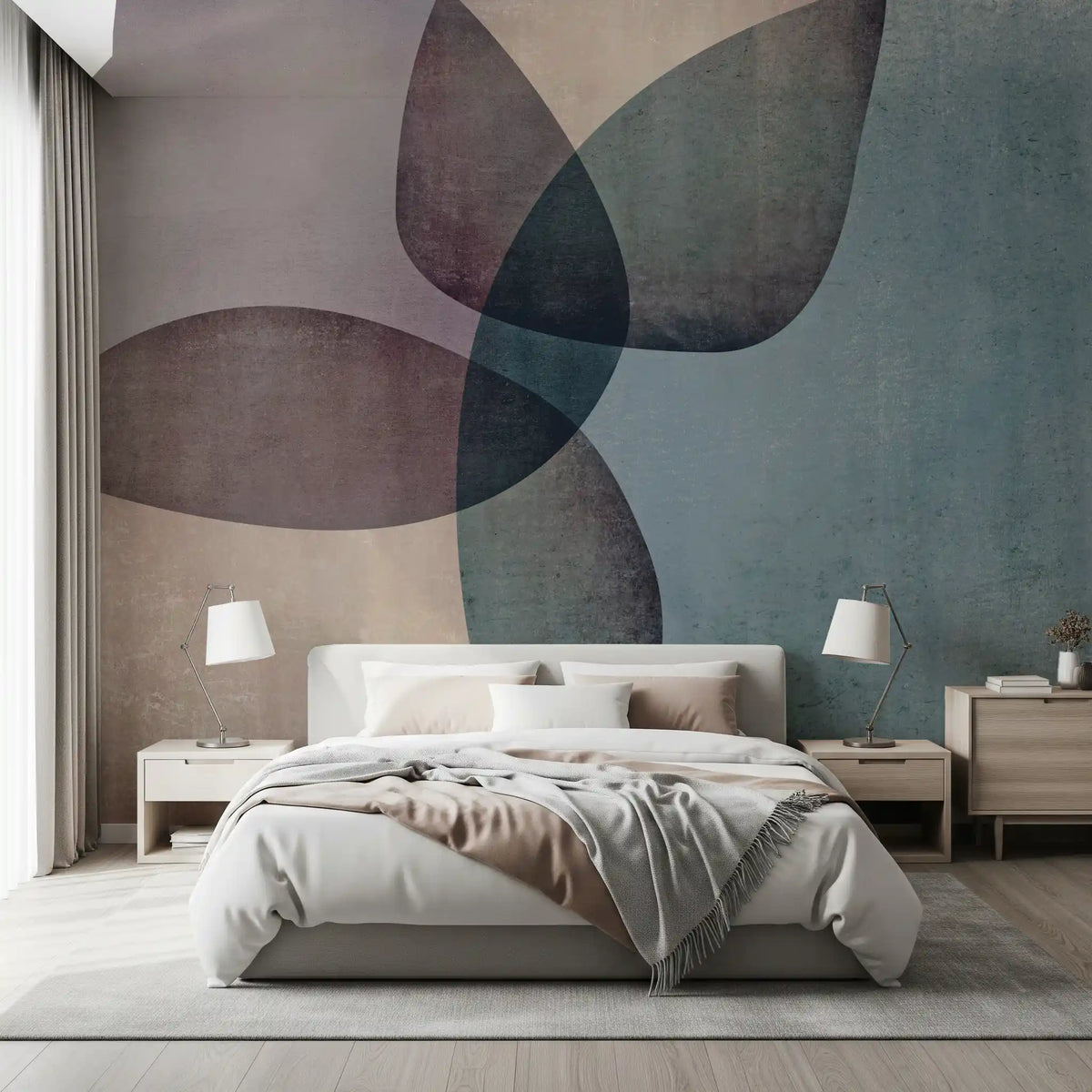 Organic Shapes Muted Tones Wall Mural
