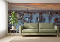 Twilight Over The Zinc Roofs of Paris Wall Mural