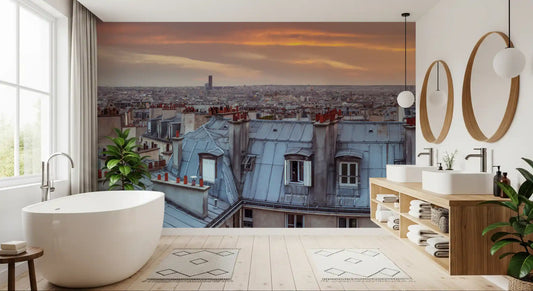 Twilight Over The Zinc Roofs of Paris Wall Mural