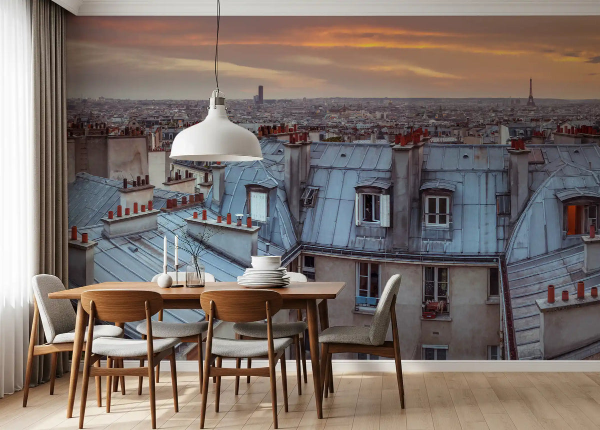 Twilight Over The Zinc Roofs of Paris Wall Mural