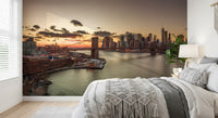 Golden Hour Brooklyn Bridge Skyline Wall Mural