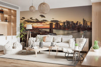 Golden Hour Brooklyn Bridge Skyline Wall Mural