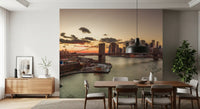 Golden Hour Brooklyn Bridge Skyline Wall Mural