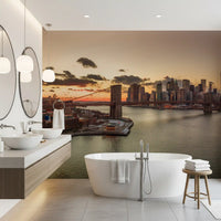Golden Hour Brooklyn Bridge Skyline Wall Mural