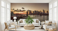 Golden Hour Brooklyn Bridge Skyline Wall Mural