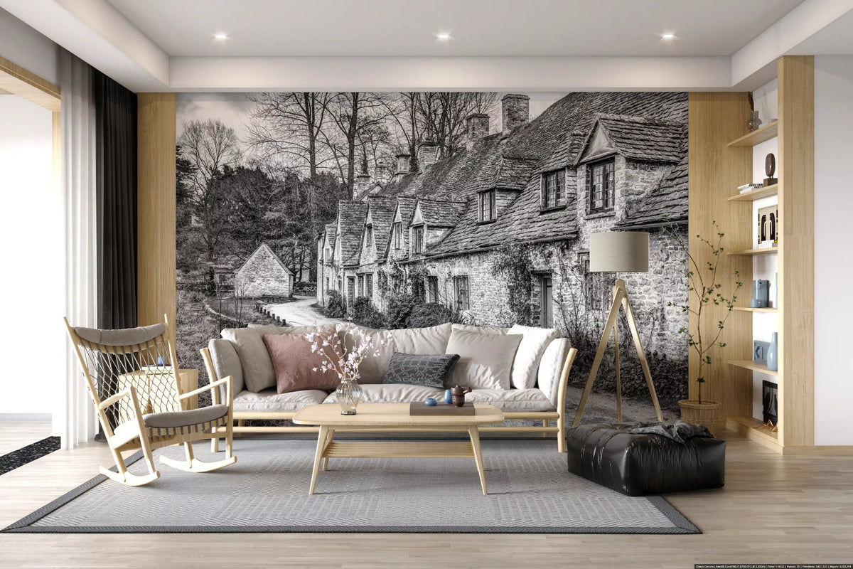 Old World Stone Village Architecture Wall Mural