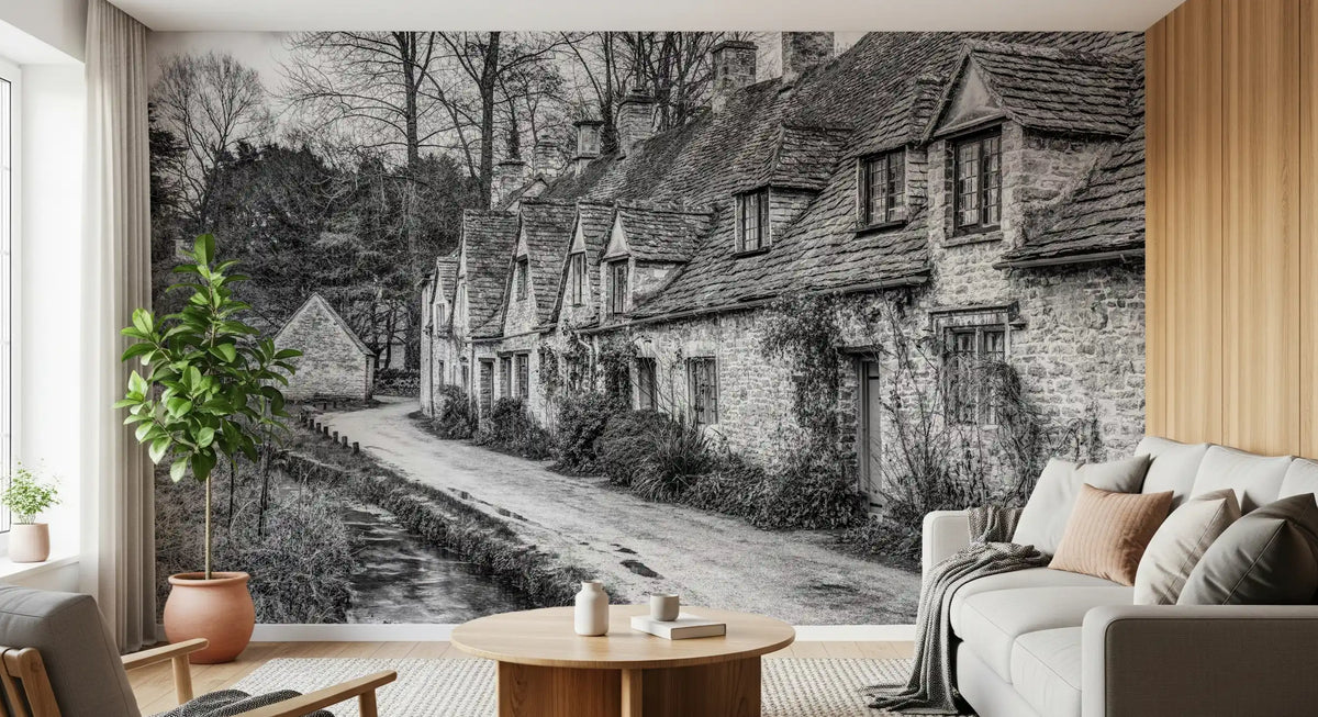 Old World Stone Village Architecture Wall Mural