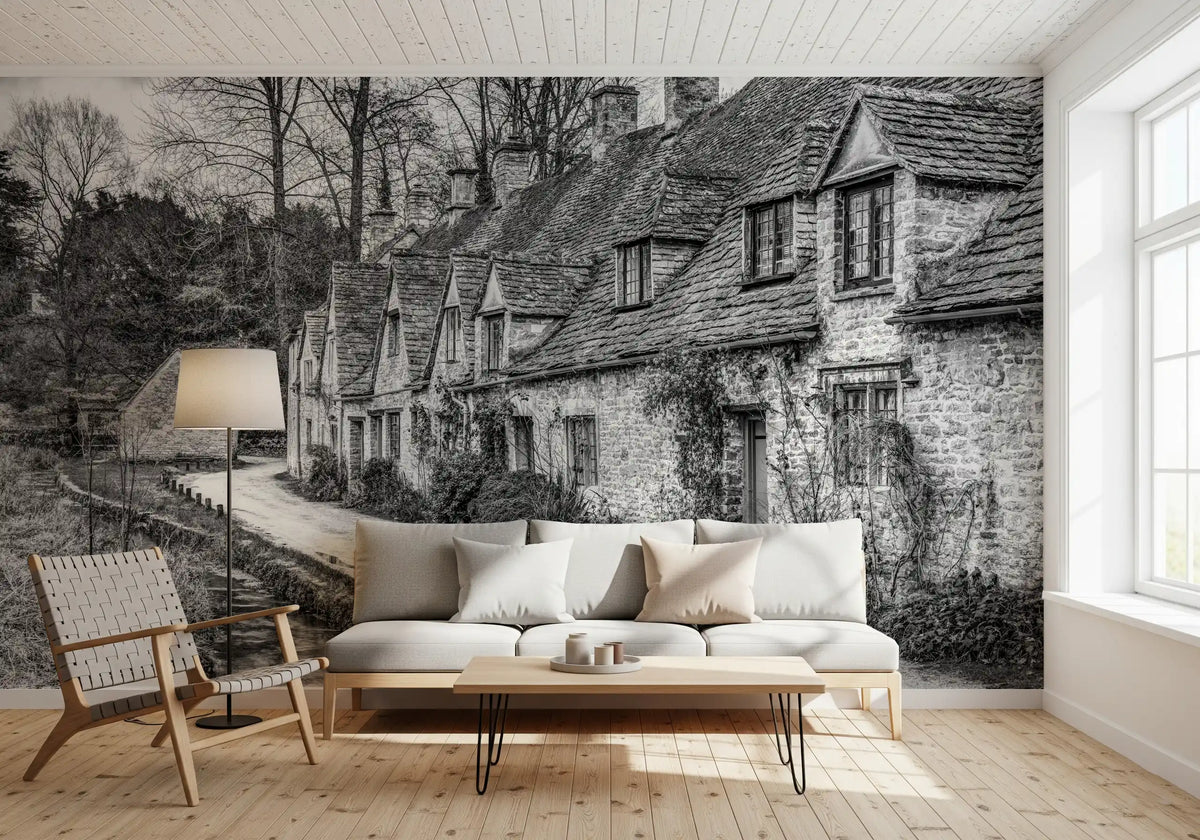 Old World Stone Village Architecture Wall Mural