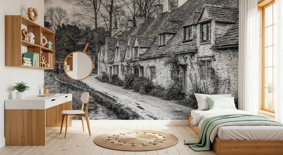 Old World Stone Village Architecture Wall Mural