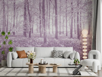 Sunlit Forest Canopy in Pastel Lilac Wall Mural