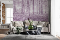 Sunlit Forest Canopy in Pastel Lilac Wall Mural