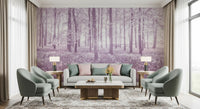 Sunlit Forest Canopy in Pastel Lilac Wall Mural
