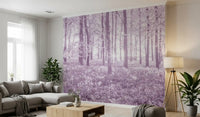 Sunlit Forest Canopy in Pastel Lilac Wall Mural