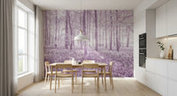 Sunlit Forest Canopy in Pastel Lilac Wall Mural