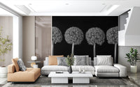 Geometric Allium Floral Pattern Wall Mural