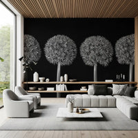 Geometric Allium Floral Pattern Wall Mural