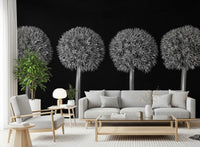 Geometric Allium Floral Pattern Wall Mural