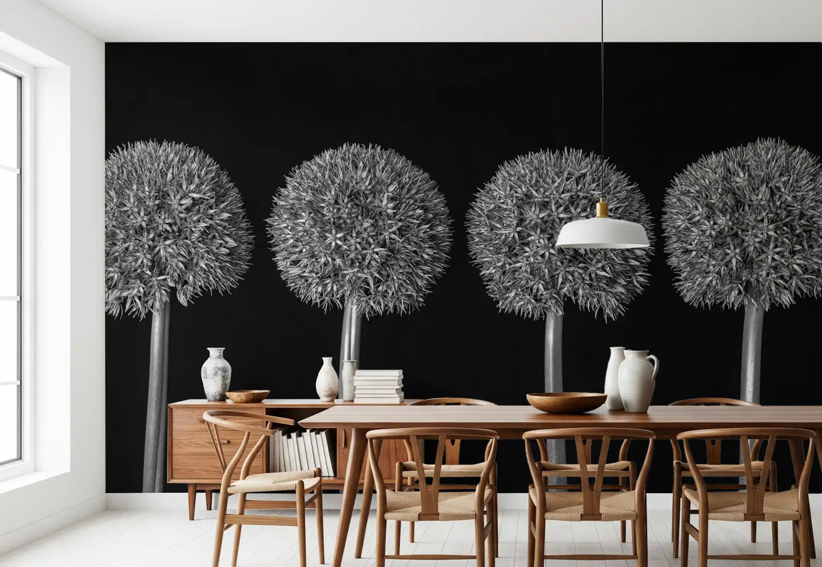 Geometric Allium Floral Pattern Wall Mural