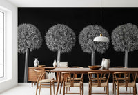 Geometric Allium Floral Pattern Wall Mural