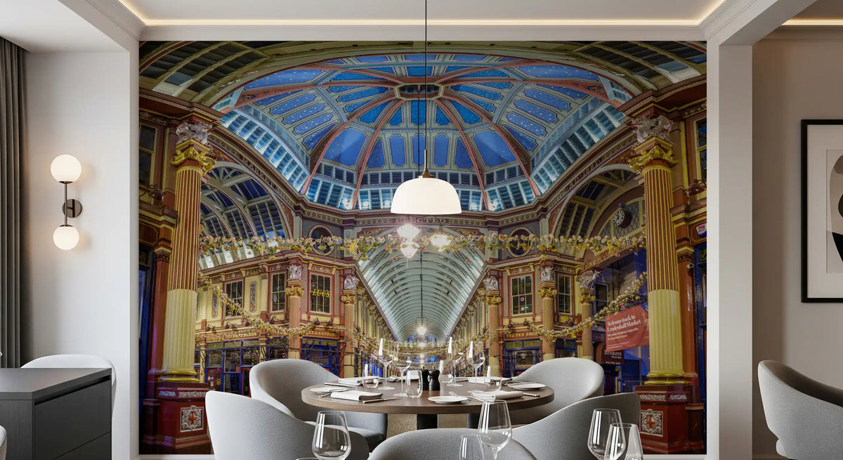 Victorian London Market Architectural Panorama Wall Mural