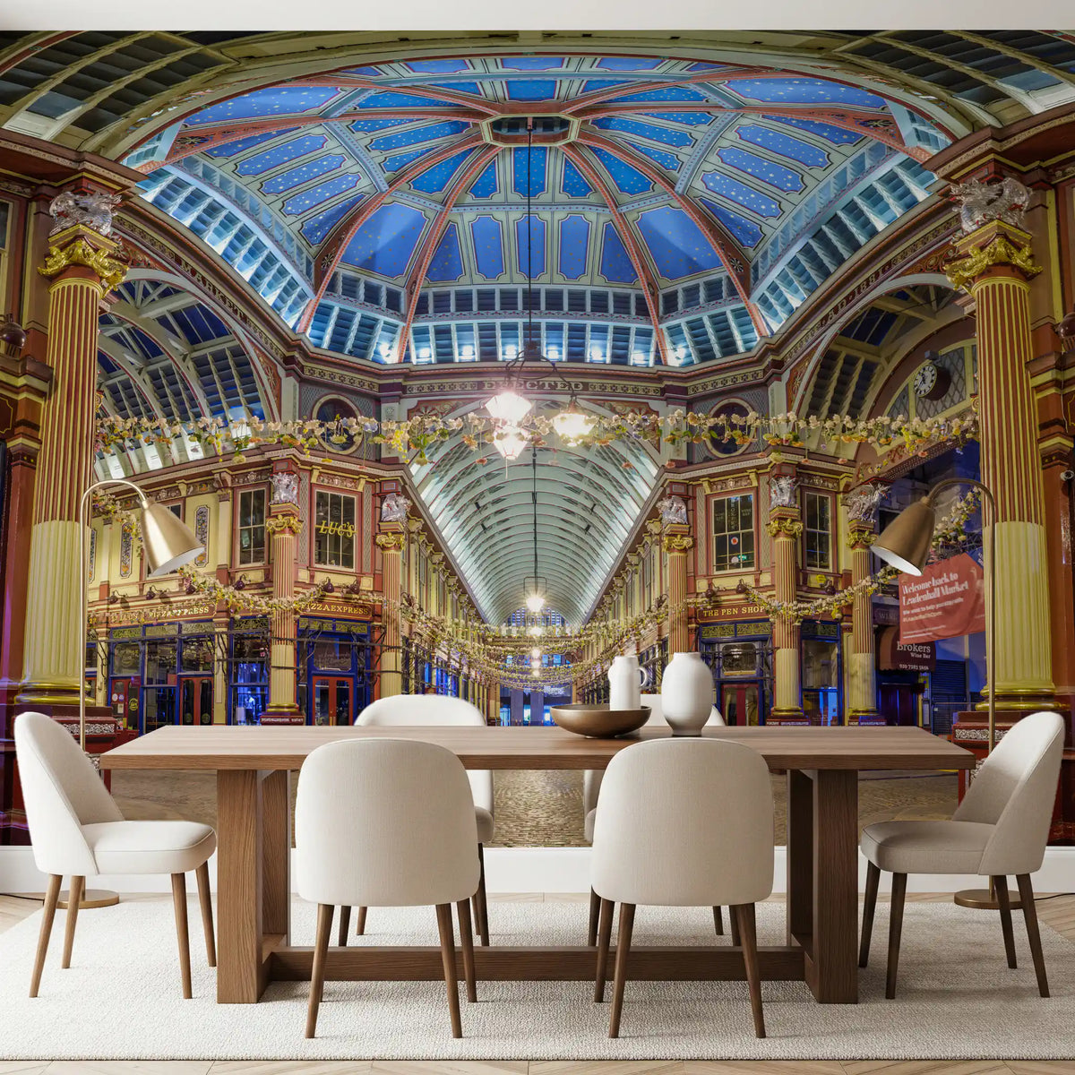 Victorian London Market Architectural Panorama Wall Mural