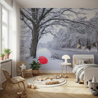 Frozen Canal Winter Woodland Wall Mural