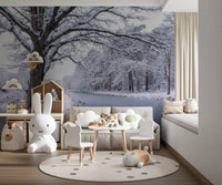 Frozen Canal Winter Woodland Wall Mural
