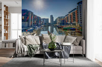Sunlit Riverside Metropolitan Architecture Wall Mural