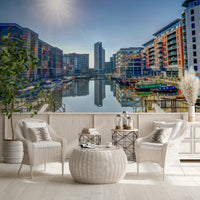 Sunlit Riverside Metropolitan Architecture Wall Mural