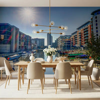 Sunlit Riverside Metropolitan Architecture Wall Mural