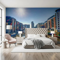 Sunlit Riverside Metropolitan Architecture Wall Mural