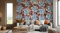 Desert Bloom Succulent Motif Wall Mural