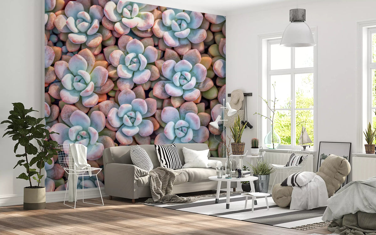 Desert Bloom Succulent Motif Wall Mural
