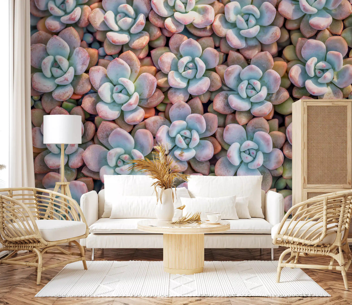 Desert Bloom Succulent Motif Wall Mural