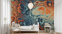 Ocean Fire Abstract Fluid Marble Pattern
