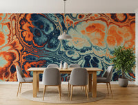 Ocean Fire Abstract Fluid Marble Pattern