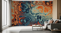 Ocean Fire Abstract Fluid Marble Pattern