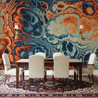Ocean Fire Abstract Fluid Marble Pattern