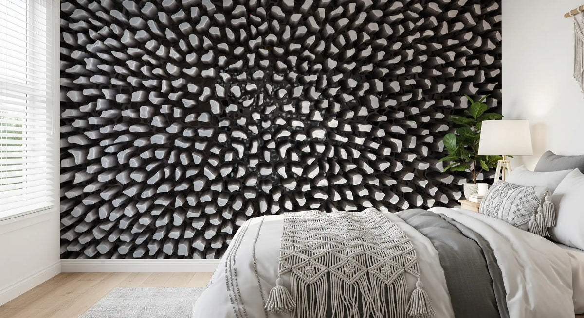 Sculptural Grey Depth Pattern Wall Mural