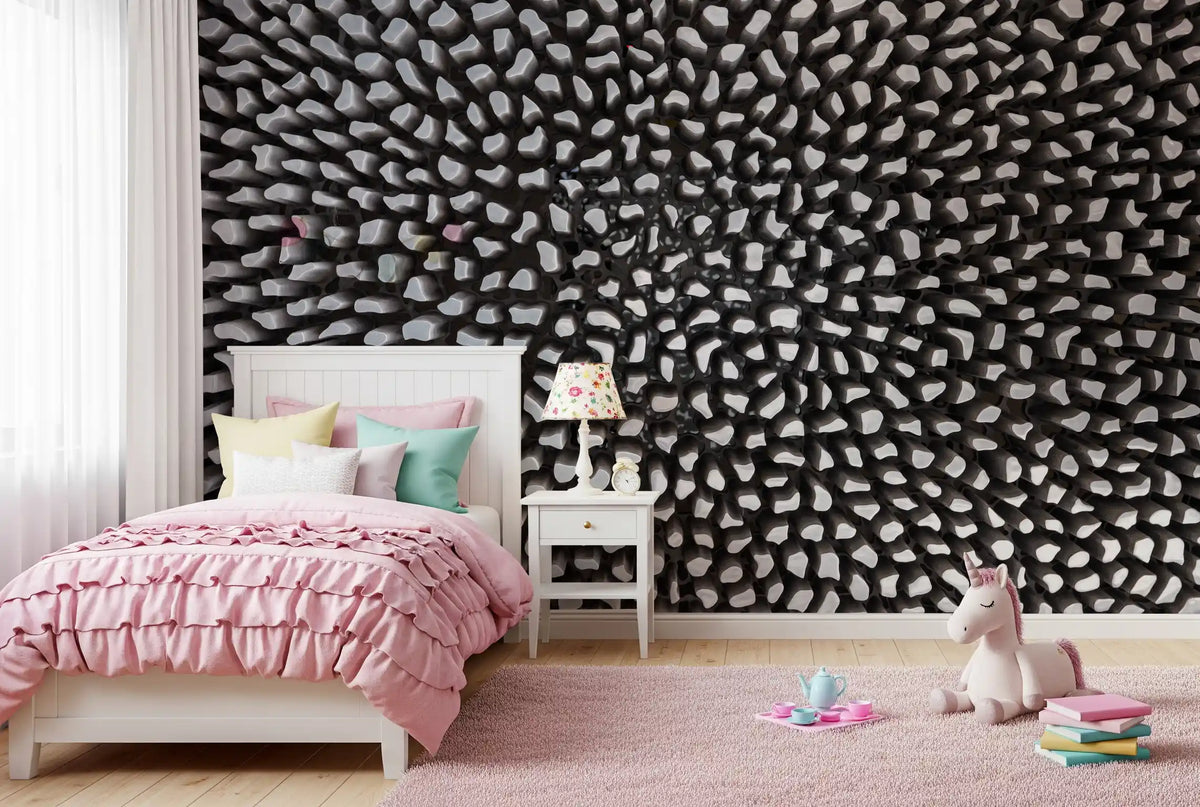 Sculptural Grey Depth Pattern Wall Mural