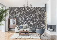 Sculptural Grey Depth Pattern Wall Mural