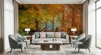 Misty Woodland Bridge Walkway Wall Mural