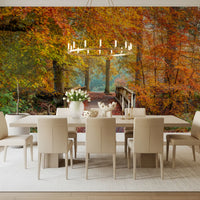 Misty Woodland Bridge Walkway Wall Mural