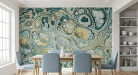 Turquoise Gold Abstract Fluid Marble Pattern