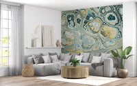 Turquoise Gold Abstract Fluid Marble Pattern
