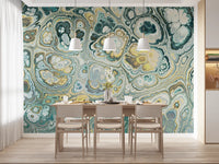 Turquoise Gold Abstract Fluid Marble Pattern
