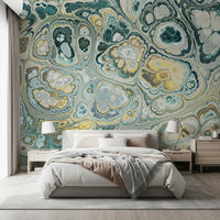 Turquoise Gold Abstract Fluid Marble Pattern