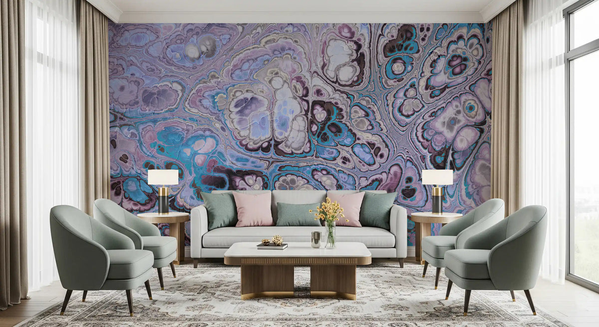 Lavender Ocean Abstract Marble Harmony