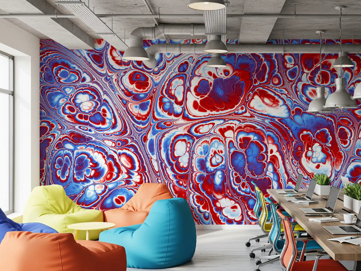 Red Blue Marble Abstract Energy Flow