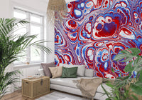 Red Blue Marble Abstract Energy Flow